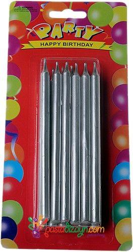 Silber Kerzen Set, lang - Tortendekoshop