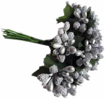 Silber Knospe Deko Blumen - Tortendekoshop