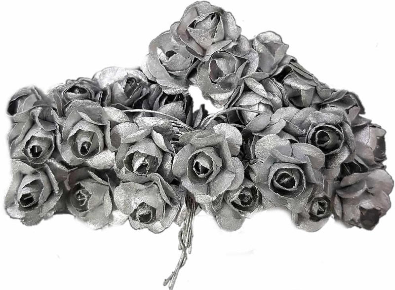 Silber Mini Deko Rosen mit Draht - Tortendekoshop