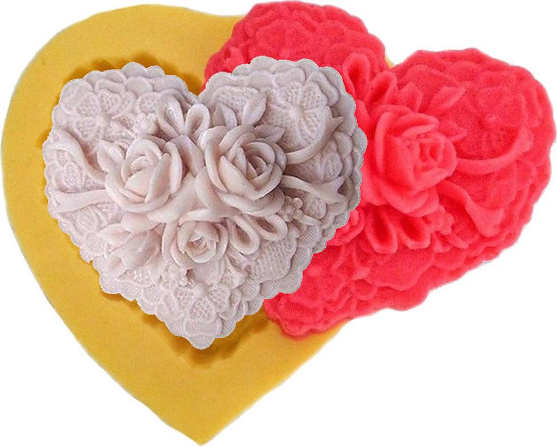 Silikon Rosen in Herzform, gross - Tortendekoshop
