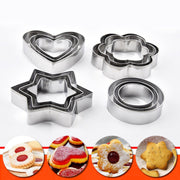 Stern, Herz, Kreis, Blumen Ausstechform Set, Edelstahl - Tortendekoshop