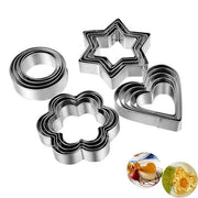 Stern, Herz, Kreis, Blumen Ausstechform Set, Edelstahl - Tortendekoshop