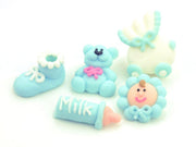 Taufenset blau Zucker, 5er Set - Tortendekoshop