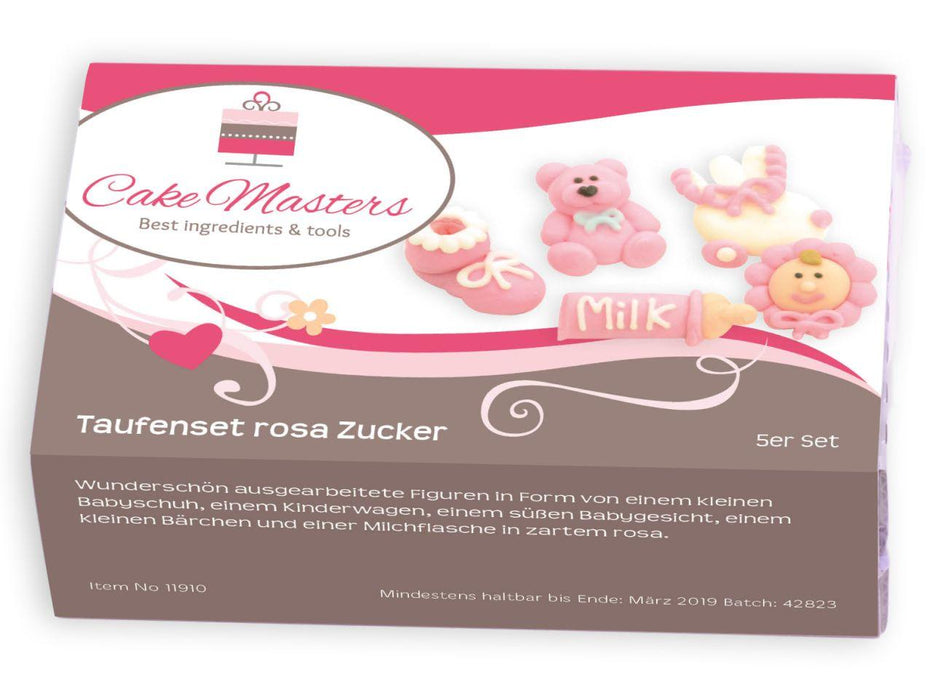 Taufenset rosa Zucker, 5er Set - Tortendekoshop