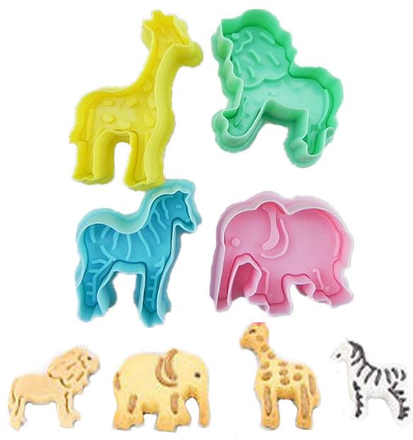 Tiere Elefant, Löwe, Giraffe, Zebra Ausstecher Set - Tortendekoshop