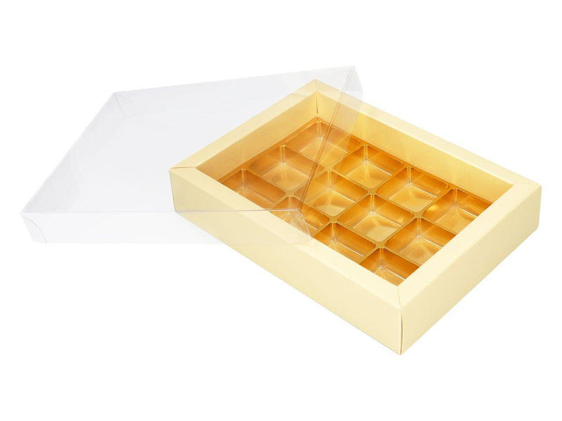Trüffel Verpackung champagner für 12 Trüffel - Tortendekoshop