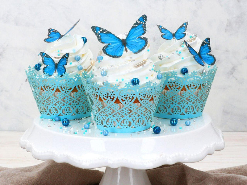 Wafer Paper Schmetterlinge blau, 29 Stück, ausgestanzt - Tortendekoshop