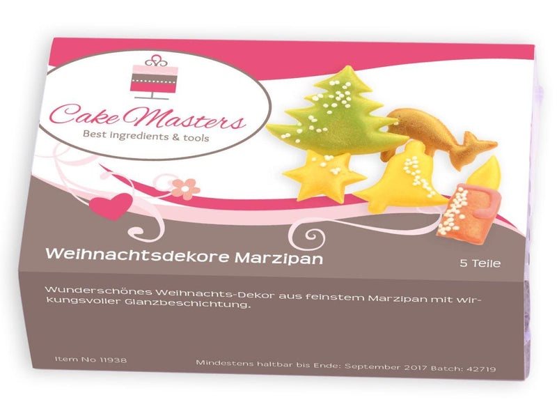 Weihnachts Dekore Marzipan, 5 Stück - Tortendekoshop