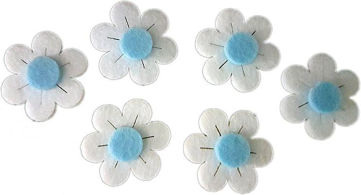 Weiß, blau Margeriten Deko aus Filz - Tortendekoshop