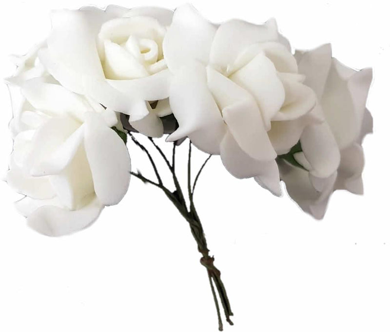 Weiß Deko Rosen mit Draht, 4cm - Tortendekoshop