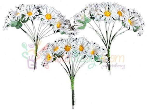 Weiß Margeriten Deko Blumen mit Draht - Tortendekoshop