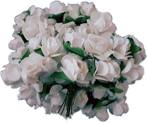 Weiß Mini Deko Rosen mit Draht, - Tortendekoshop