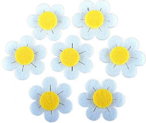 Weiße Margeriten Deko aus Filz,10 Stk - Tortendekoshop
