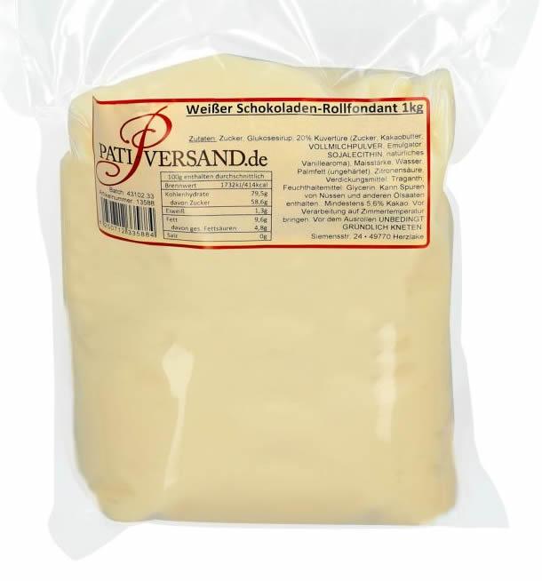 Weißer Schokoladen Rollfondant, 1kg - Tortendekoshop