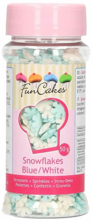 Zuckerdekoration Schneeflocken, Weiss-Blau, 50g - Tortendekoshop
