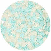 Zuckerdekoration Schneeflocken, Weiss-Blau, 50g - Tortendekoshop
