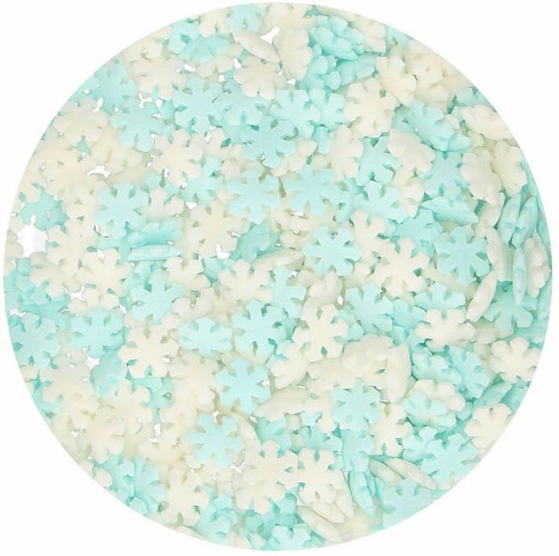Zuckerdekoration Schneeflocken, Weiss-Blau, 50g - Tortendekoshop