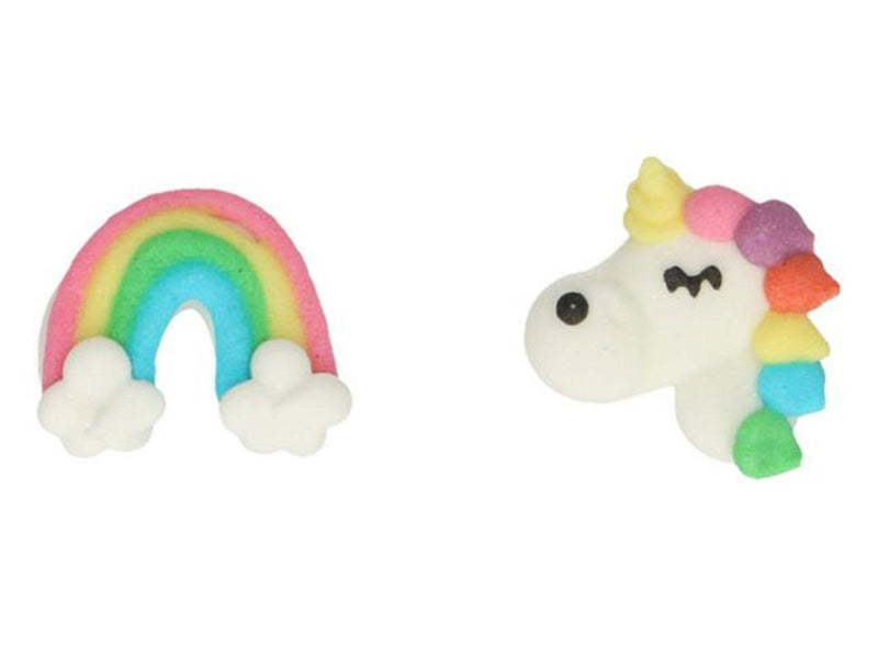 Zucker Dekorationen Einhorn, Regenbogen, 8er Set - Tortendekoshop