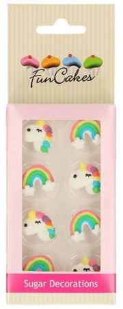 Zucker Dekorationen Einhorn, Regenbogen, 8er Set - Tortendekoshop