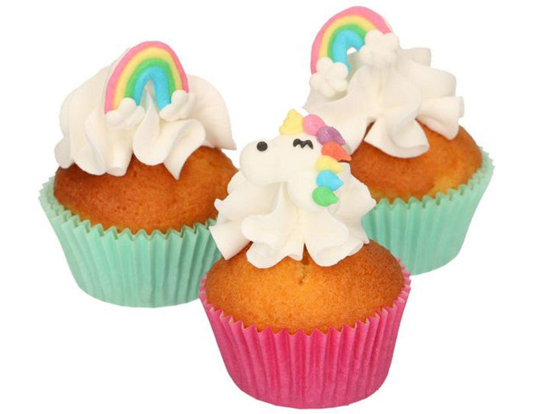 Zucker Dekorationen Einhorn, Regenbogen, 8er Set - Tortendekoshop