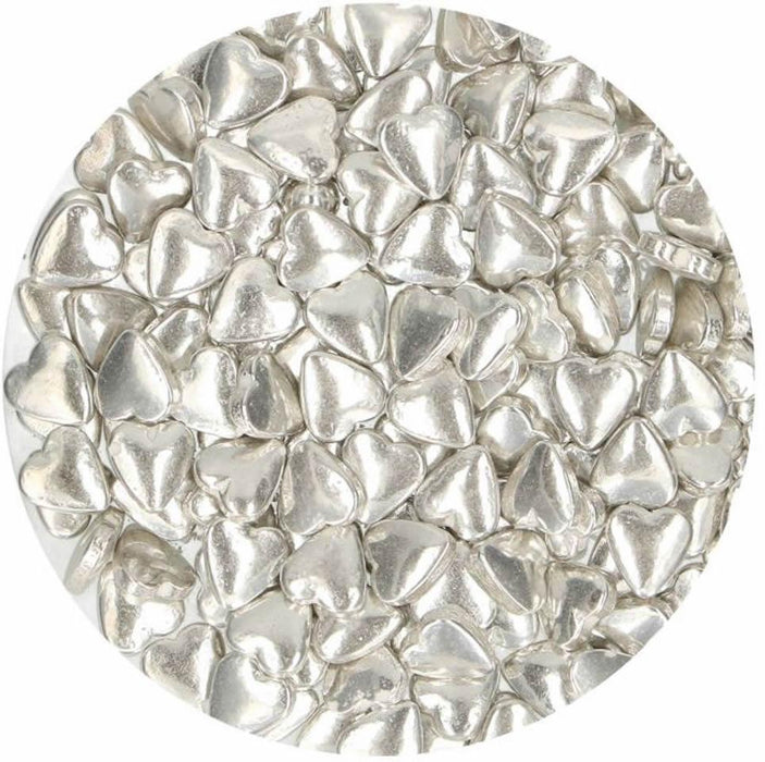 Zuckerherzen Metallic Silber, 80g - Tortendekoshop