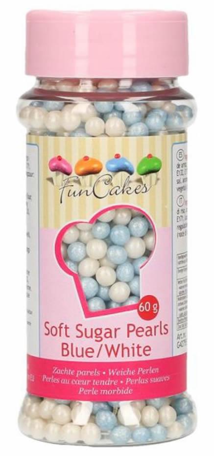 Zuckerperlen weich, blau weiß, 60g - Tortendekoshop