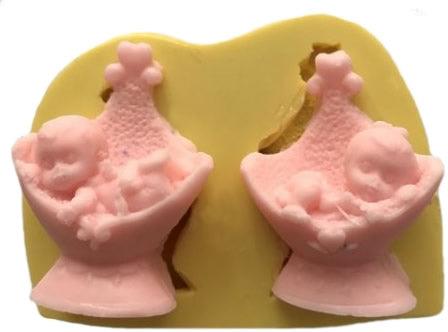 Zwei Baby Schlafende Silikonform - Tortendekoshop